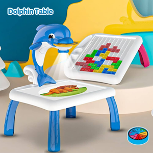 میز نقاشی پروژکتور دار کودک طرح دلفین TETRIS PROJECTION PAINTING TABLE-اسباب بازی